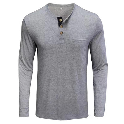 Herren Langarmshirt Knopfleiste Modern Elegant