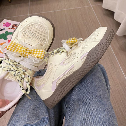 Damen Sneaker Floralmuster Schnürschuhe Frauen