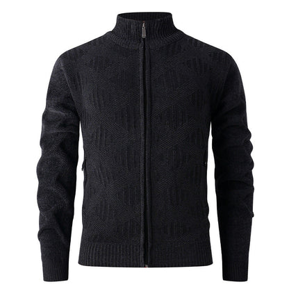 Herren Strickjacke Elegant Mit Stehkragen Modern