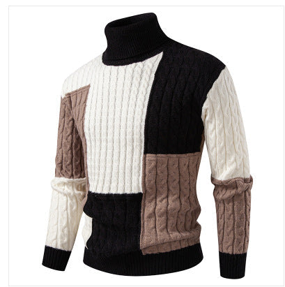 Herren Strickpullover Modern mit Zopfmuster Stehkragen
