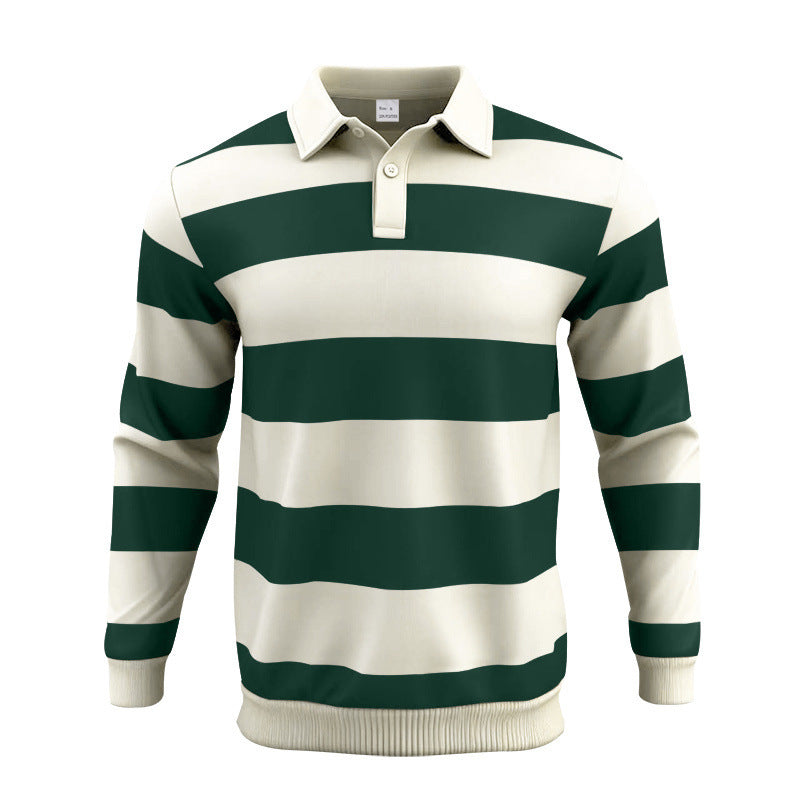 Herren Polohemd Langarm Gestreift Modern