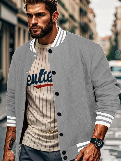 Herren Baseballjacke Modern mit Kontrastfarben und Struktur
