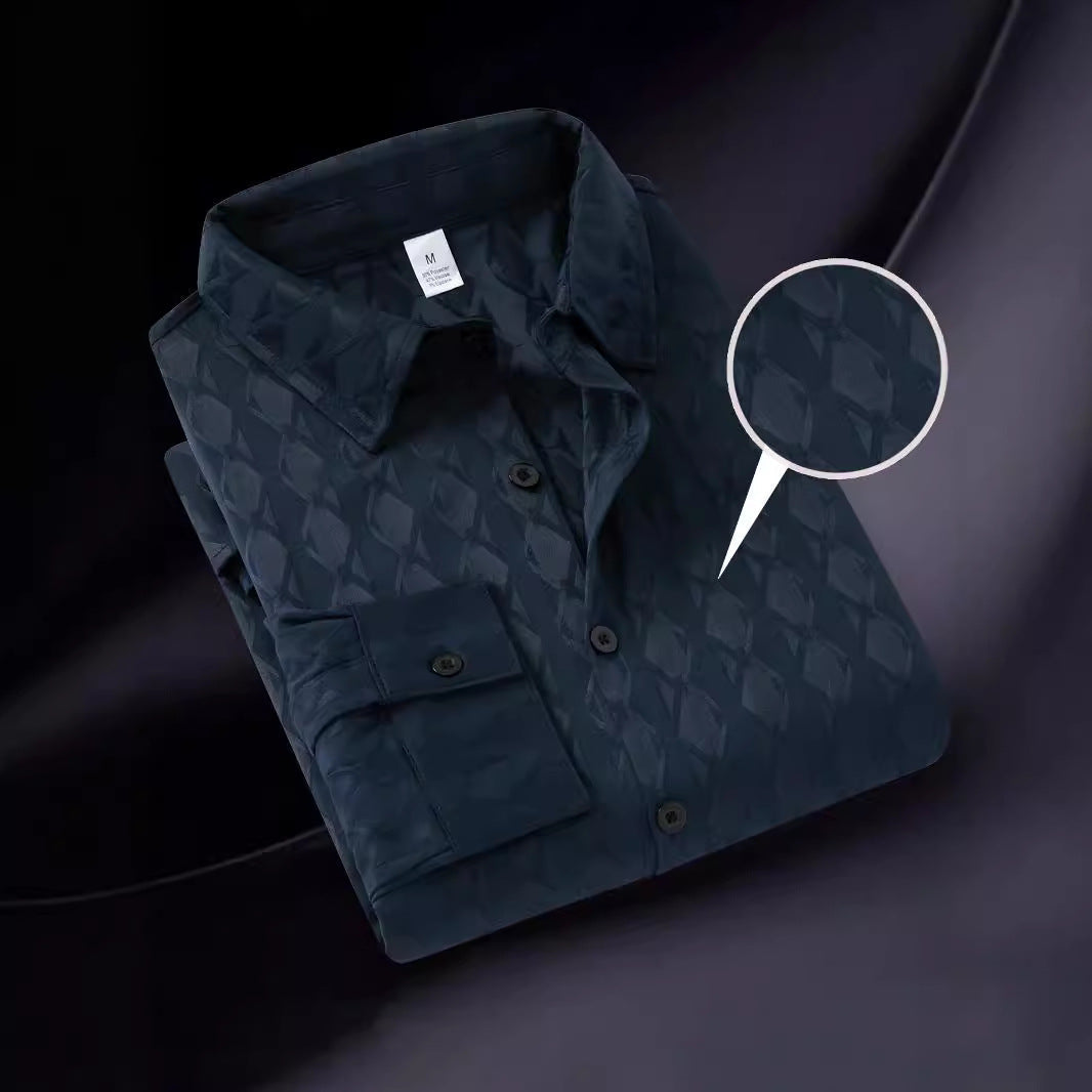 Herren Hemd Modern mit Struktur Muster Hochwertig Elegant
