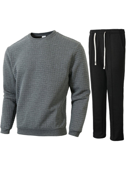 Herren Sweatshirt Jogginghose Set Bequem Sportlich Grau