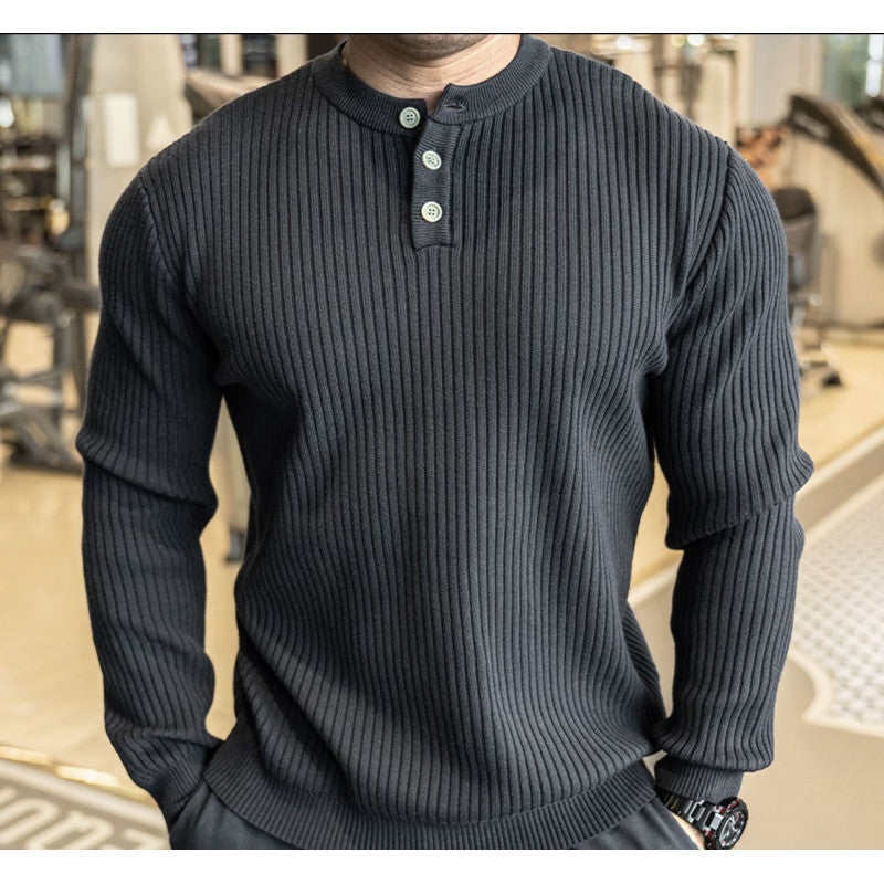Herren Pullover Langarm mit Strickmuster Modern