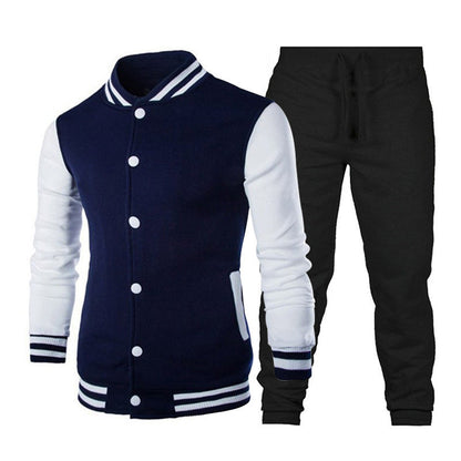 Herren Sportanzug Varsity Style Kontrast Ärmel Elastisch