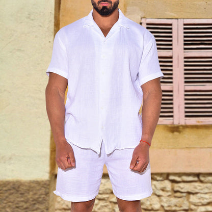 Herren Leichtiges Kurzarmhemd und Shorts Set Sommer
