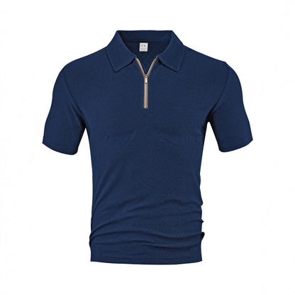 Herren Poloshirt Strukturiert Modern Reißverschluss