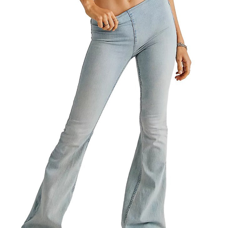 Damen Highwaist Jeans Flared Schnitt Figurbetont - BerlinGlamour