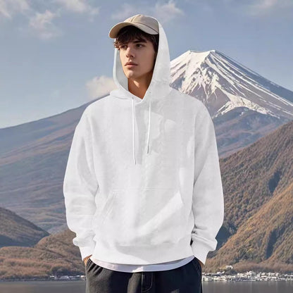 Herren Hoodie Strukturiert Kängurutasche Modern Grau - BerlinGlamour