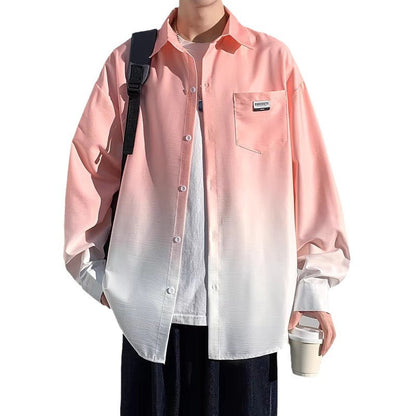 Herren Hemdjacke Modern Farbverlauf Brusttasche Praktisch