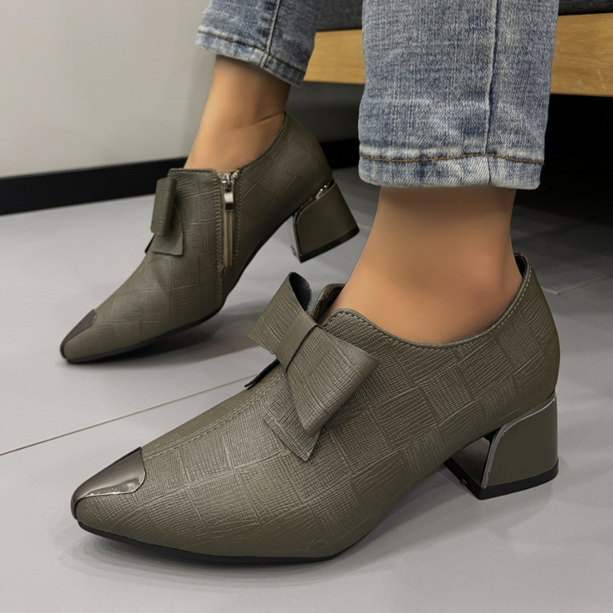 Damen Stiefeletten Elegant Schleifen Detail Modern