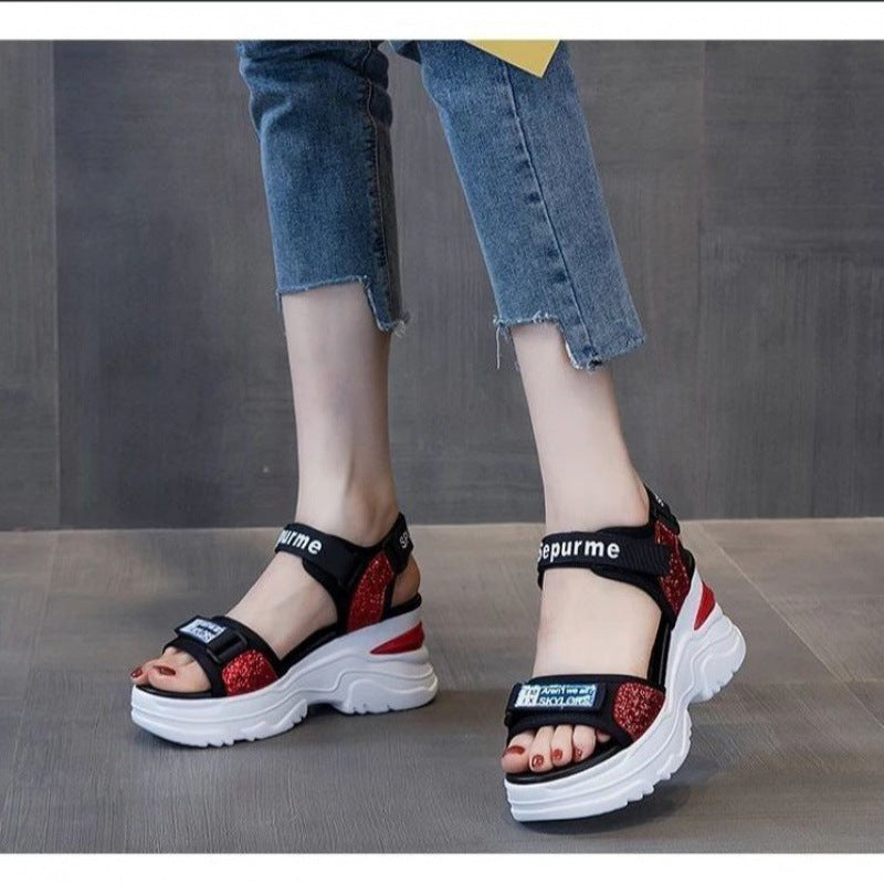 Damen Plateau-Sandalen Sportlich mit verstellbaren Riemen