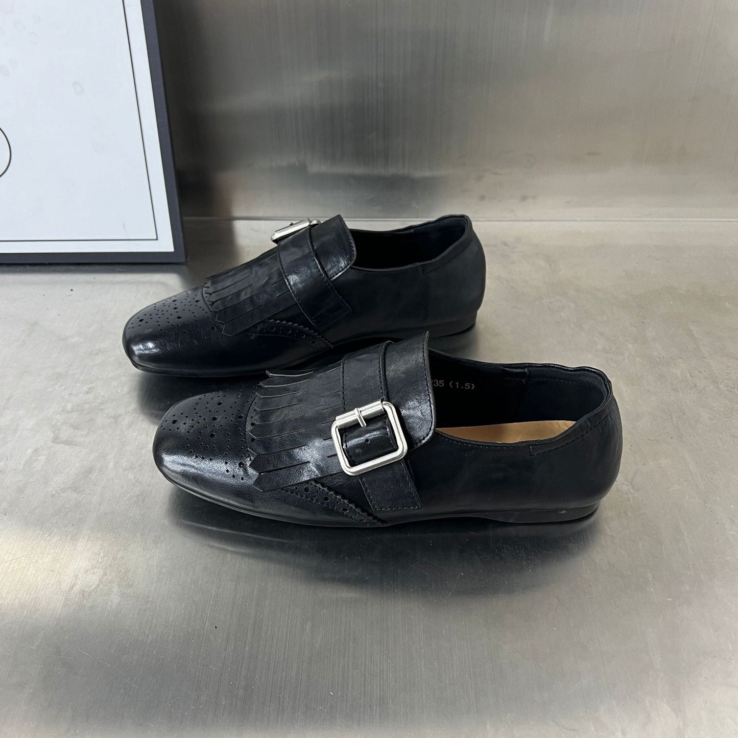 Damen Mokassins Elegante Fransen Design Schnalle Schuhe - BerlinGlamour