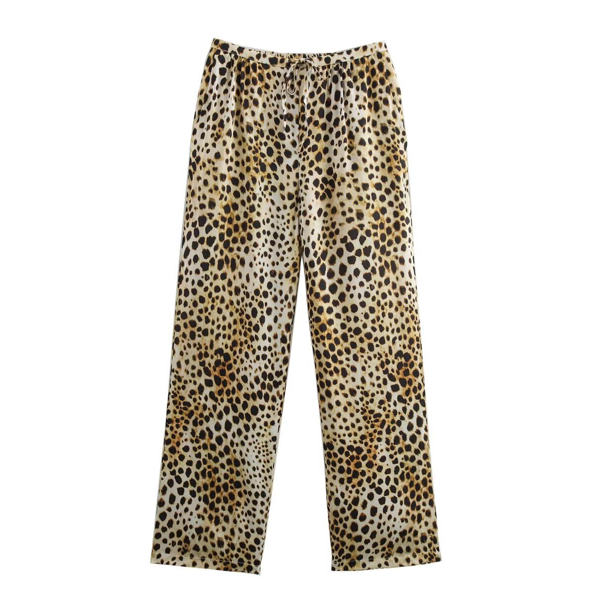 Elegante Damen Leinenhose mit Tiermuster Trendy Sommer