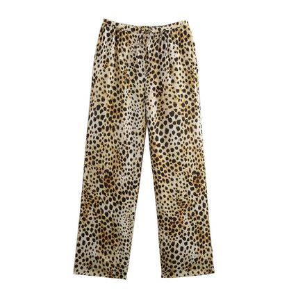 Elegante Damen Leinenhose mit Tiermuster Trendy Sommer