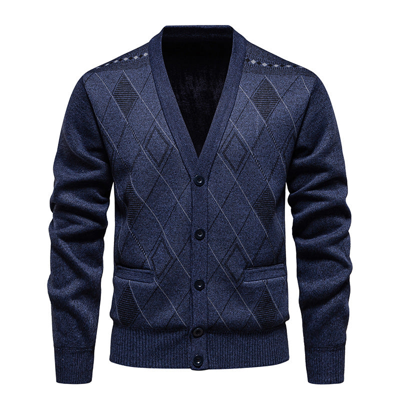 Herren Strickjacke Rautenmuster Elegante Modern