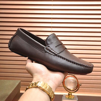 Herren Mokassins Leder Elegant Schnürlos