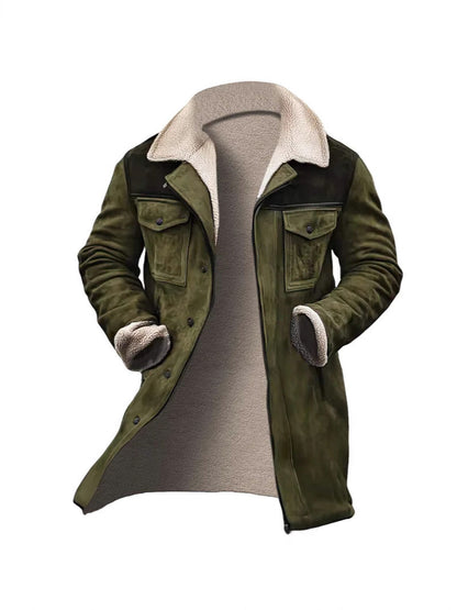 Herren Lederjacke Warm Wildleder mit Fleecefutter Stylish