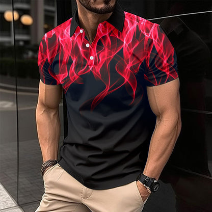 Herren Poloshirt Modern mit Rauchmuster und Flachkragen