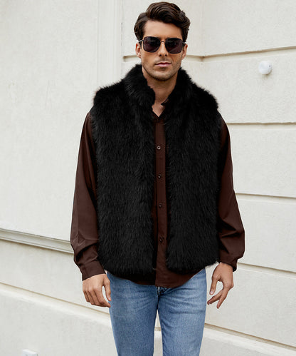 Herren Kunstpelzweste Elegant Offen mit Seiten