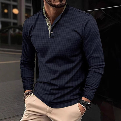 Herren Langarmshirt Modern Grafik Kragen Trendy