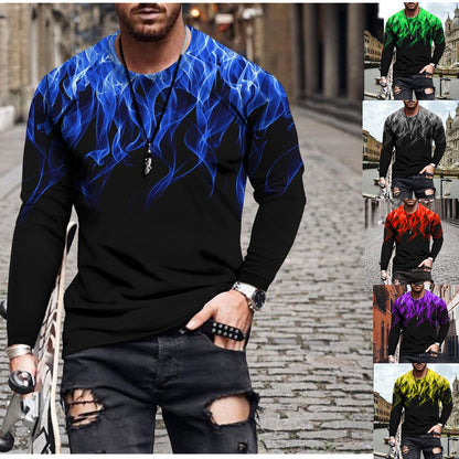 Herren Langarmshirt Flammenmuster Trendy Modern - BerlinGlamour
