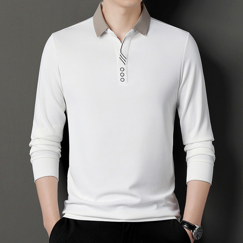 Herren Poloshirt Langarm Elegant Modern Knopfleiste