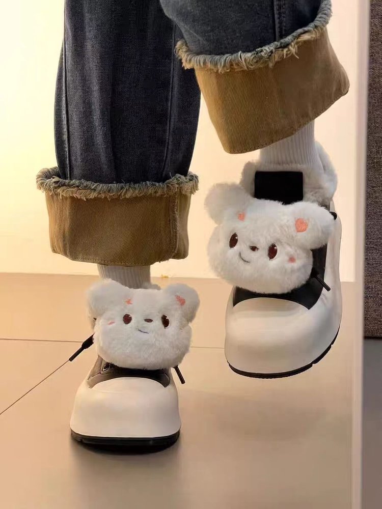 Damen Sneaker Flauschig Tiermotive Weich