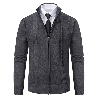 Herren Strickjacke Modern Zopf Muster Elegante Zipper