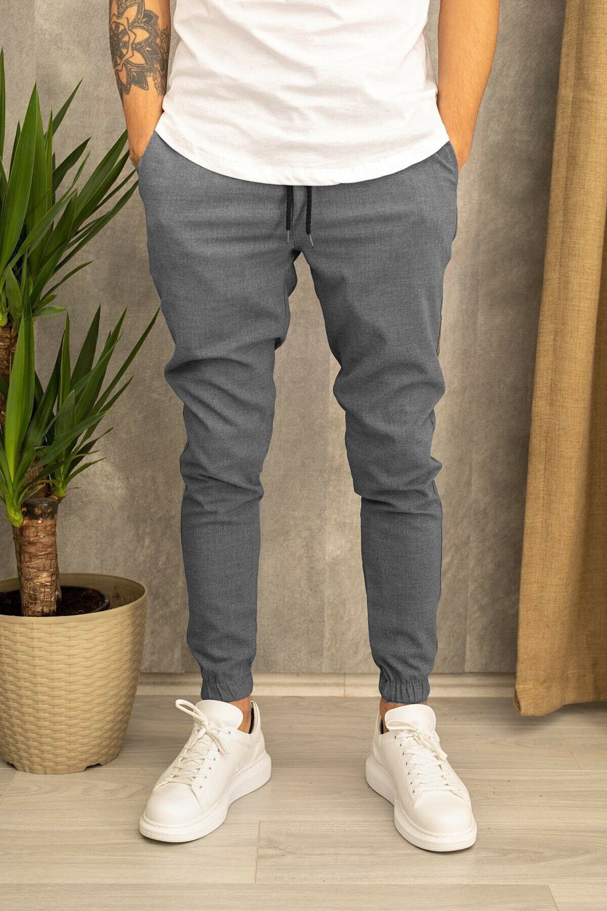 Herren Sport hose Bequem Elastisch Mit Taschen