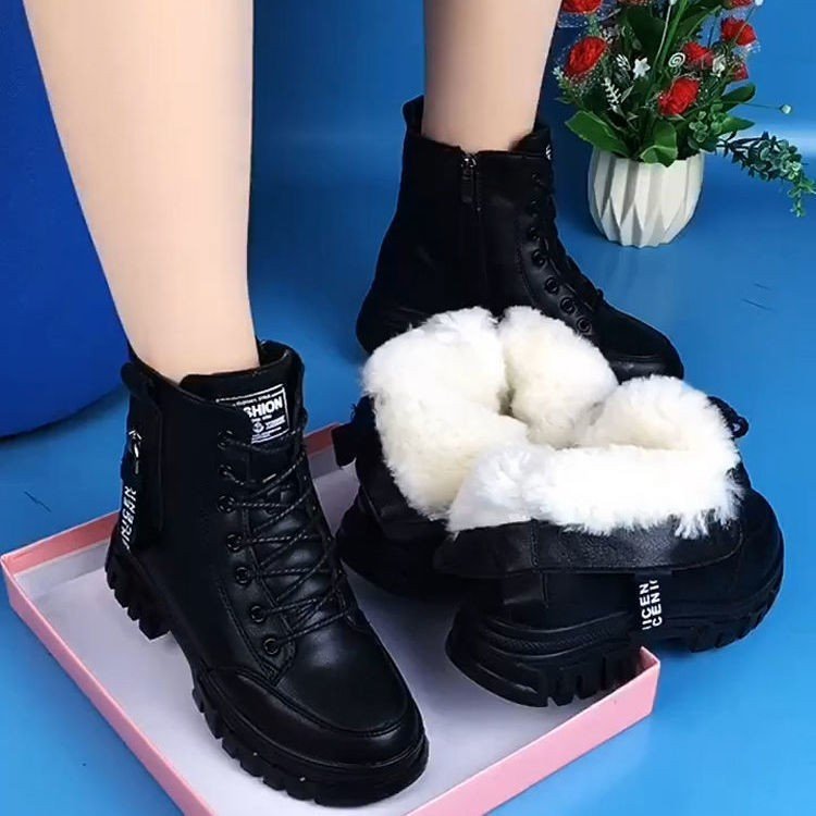 Damen Stiefeletten Winter Warm Fleece Schnürschuhe - BerlinGlamour