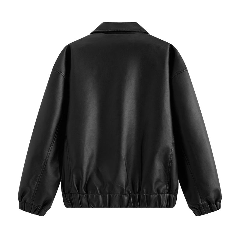 Lederjacke Herren Lässig Elastisch Mit Taschen