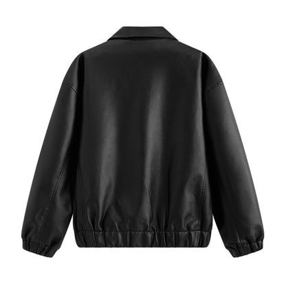 Lederjacke Herren Lässig Elastisch Mit Taschen