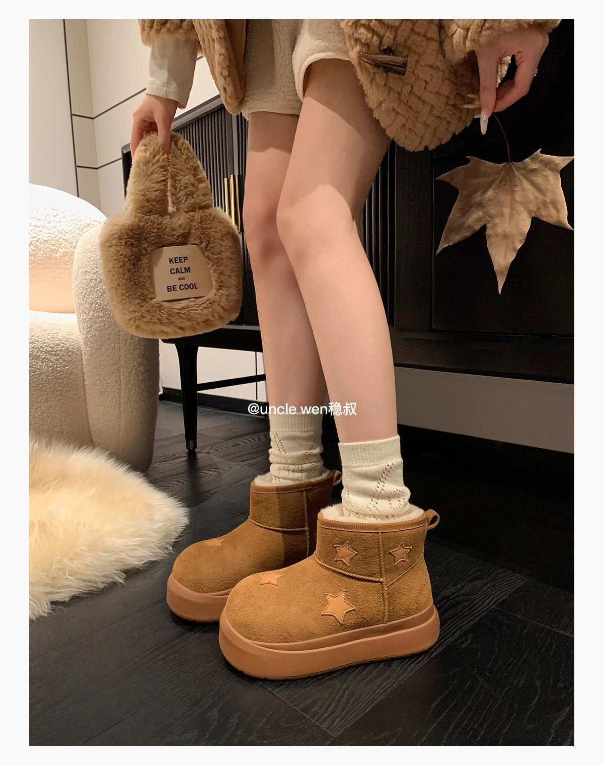 Damen Winterboots Bequem Sternen-Design Modisch