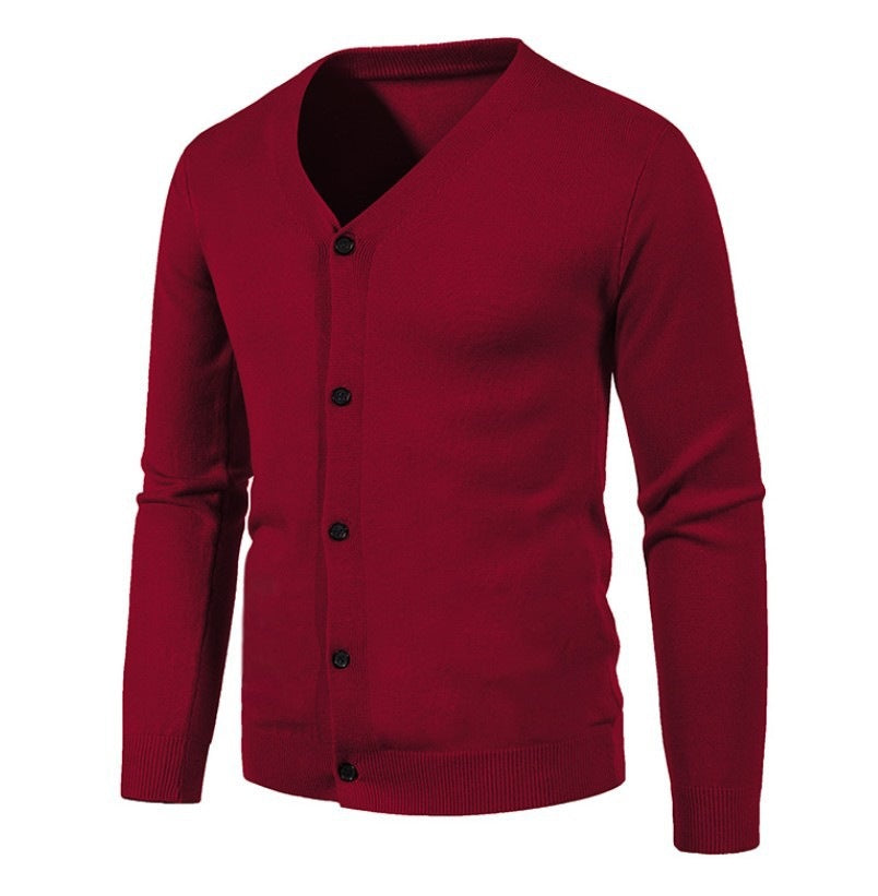 Herren Strickjacke Modern V-Ausschnitt Knopfleiste Elegante