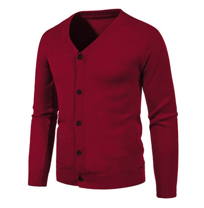 Herren Strickjacke Modern V-Ausschnitt Knopfleiste Elegante