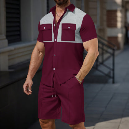 Herren Kurzarmhemd Modisch mit Taschen Elegant