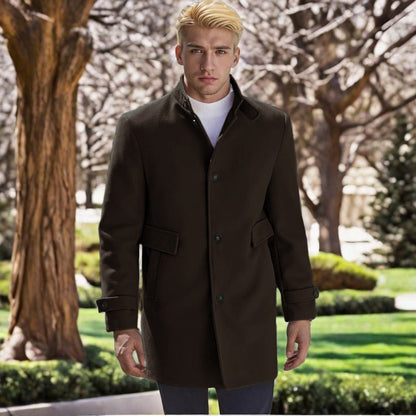 Maßgeschneiderter Herren Wollmantel Elegant Schwarz