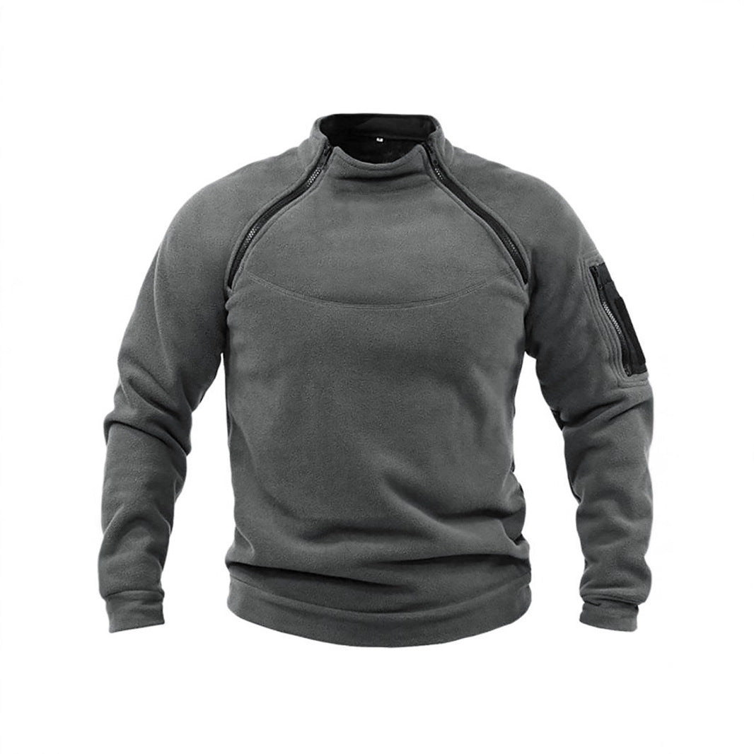 Herren Fleecepullover Warm Thermo mit Kragen und Taschen