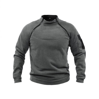 Herren Fleecepullover Warm Thermo mit Kragen und Taschen