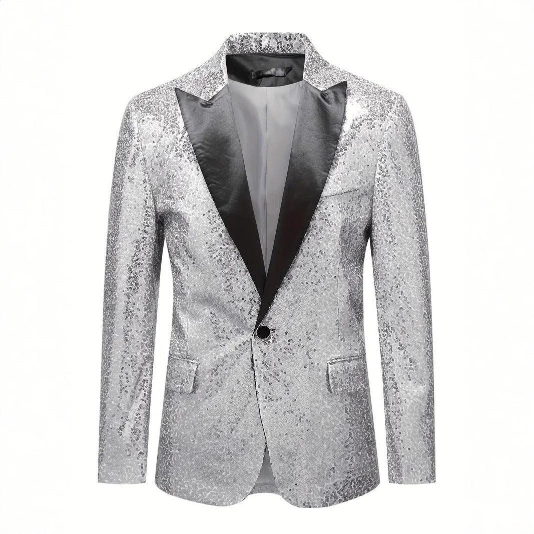 Herren Abendblazer Pailletten Schwarz Elegant