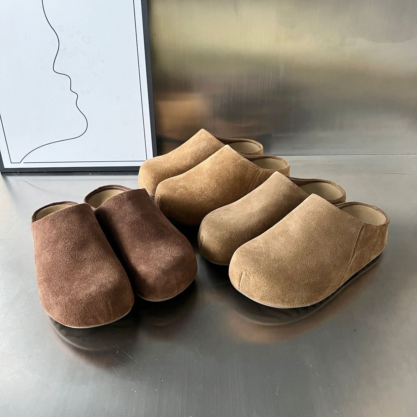 Damen Clogs Wildleder Bequem Rutschfest Anatomisch
