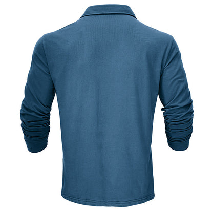 Herren Polohemd Langarm Baumwolle Elegantes Design