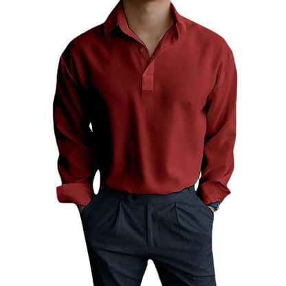 Herren Langarmshirt Modern Polokragen Slim Fit Elegant