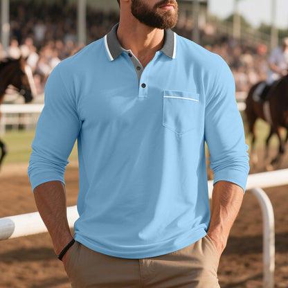 Herren Polo-Shirt Langarm Atmungsaktiv Modern