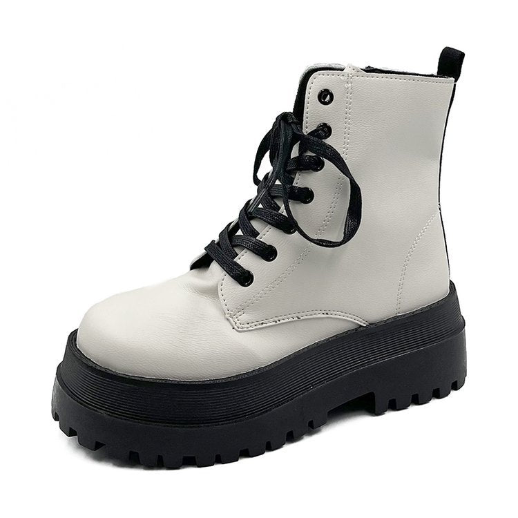 Damen Stiefel Robust Plateau Elegant Leder
