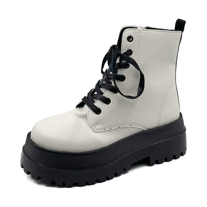 Damen Stiefel Robust Plateau Elegant Leder