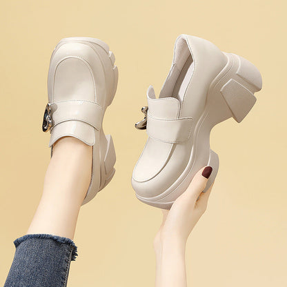 Damen Plateau Schuhe Hoch mit Schnalle Modern