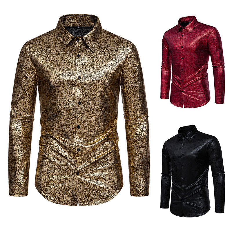 Herren Langarmhemd mit Muster Glitzernd Elegant - BerlinGlamour